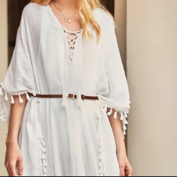 🆕Walter Baker | Acapulco Kaftan Swim Cover-up Dress Cover Ivory White One Size - Picture 2 of 14